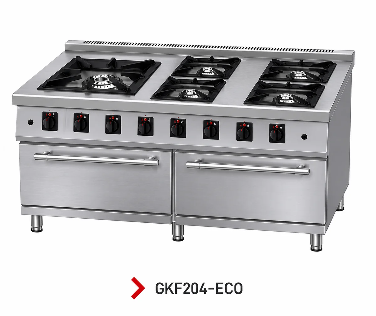Industrial Gas Range with Oven, 2m² (Eco)