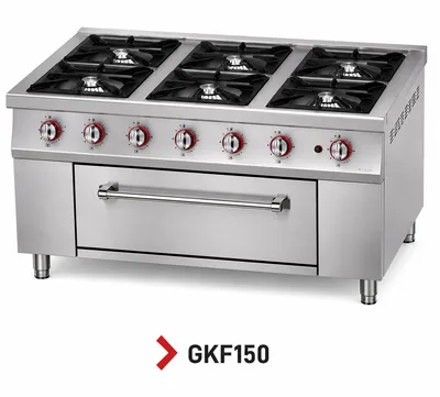 Industrial Gas Range with Oven, 1m²/1.5m²