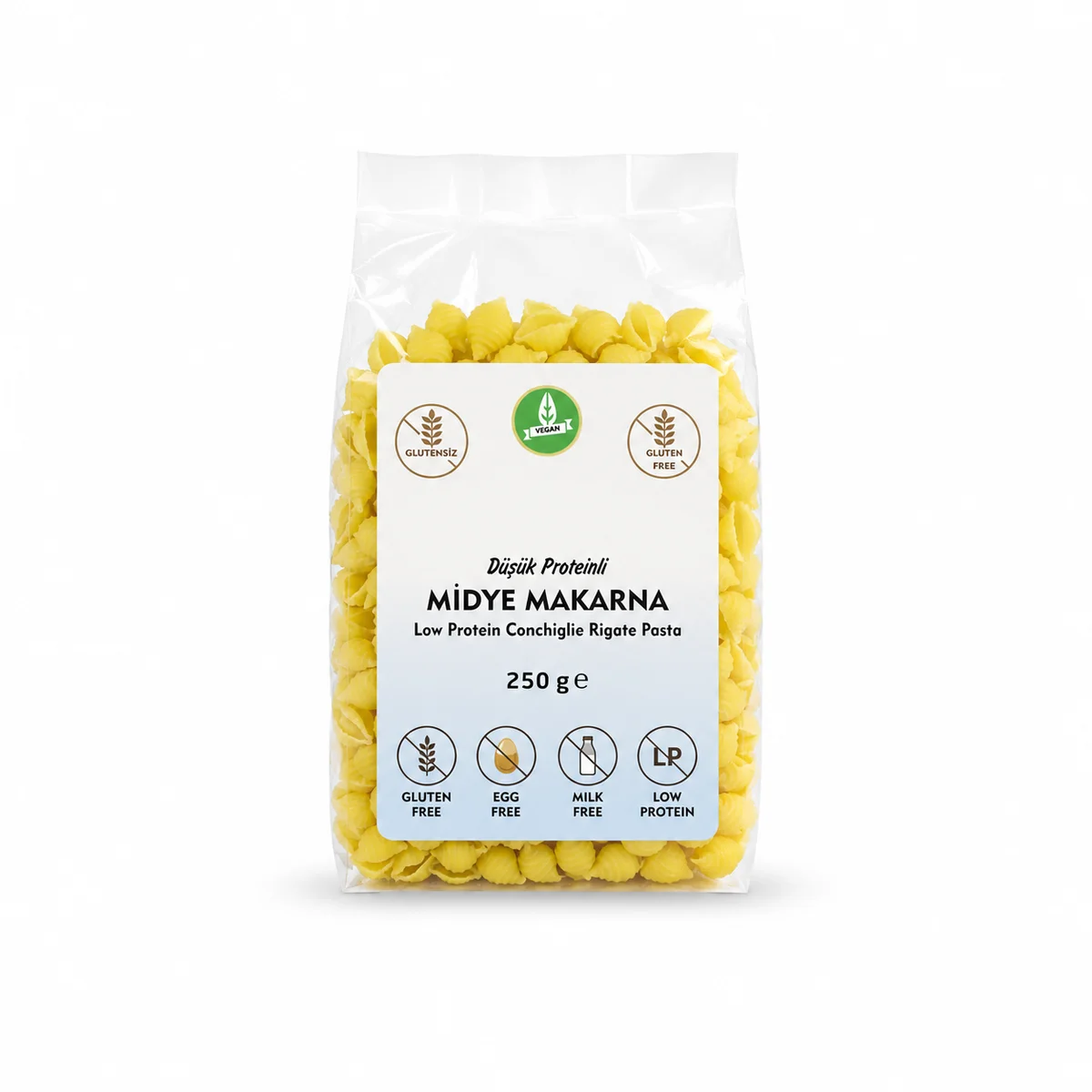 Low-Protein Shell Pasta (Conchiglie Rigate)