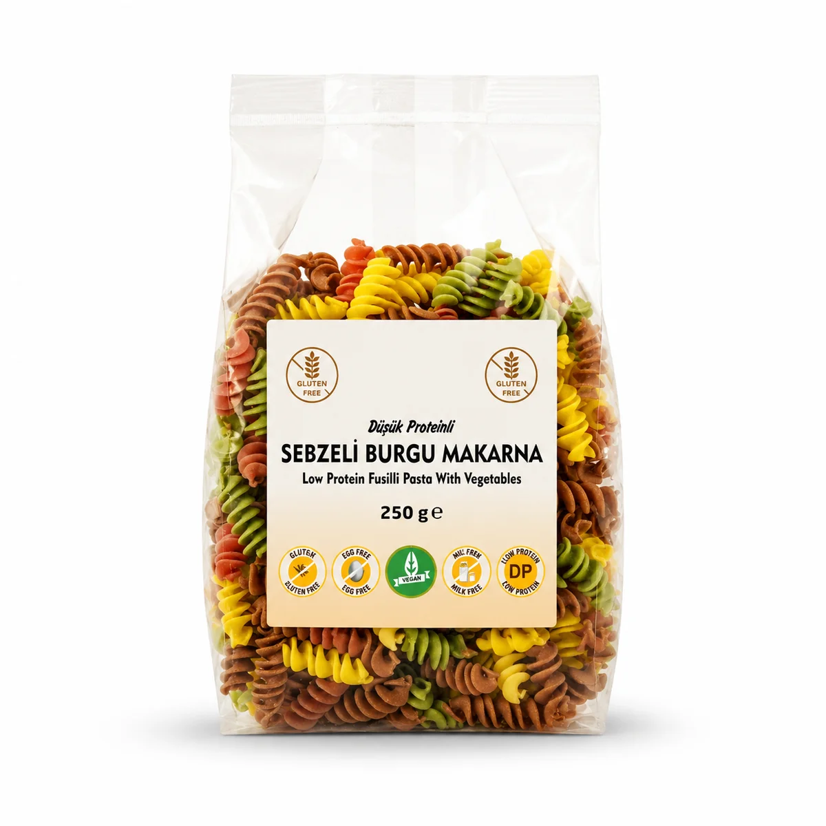 Low-Protein Vegetable Fusilli Pasta
